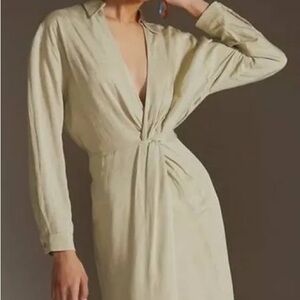 Anthropologie Cream Linen Dress